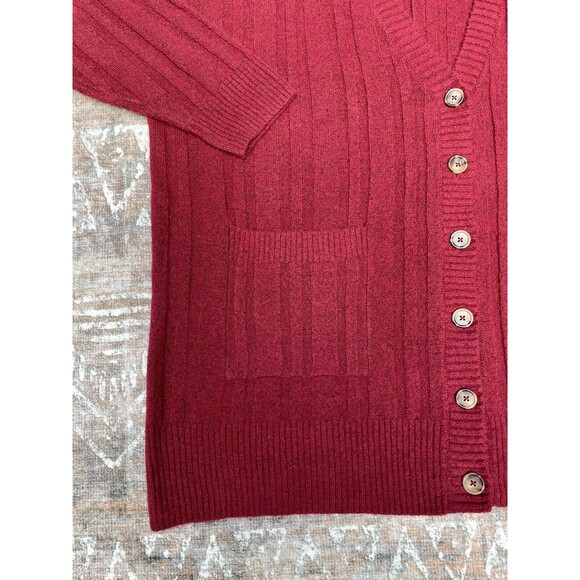 Torrid 3 Boyfriend Cardigan Sweater Rhubarb Red Vegan Cashmere Soft Cozy Pockets - Picture 9 of 16